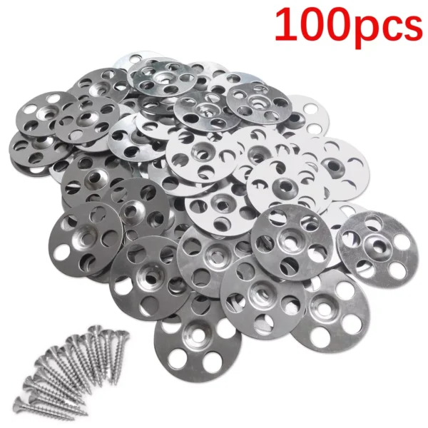 100pcs Tile Backer Board & Insulation Fixing Washer Discs + Screws Wall & Floor