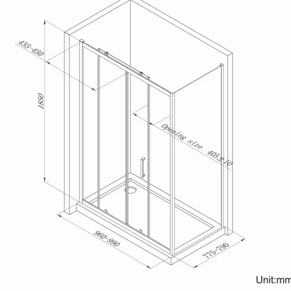 Matt Black 6mm Sliding Shower Enclosure 1000x800x1950mm - Image 4