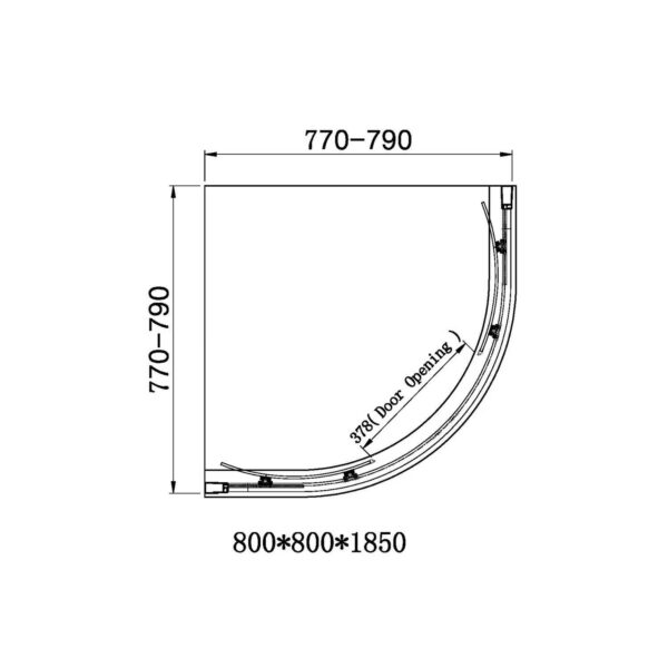 Chrome 6mm Glass  Shower Enclosure 800mm - - Image 4