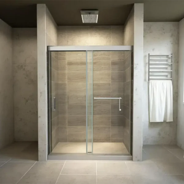 luxury Easy Clean 8mm Chrome Frame  Sliding Shower Door 1400mm
