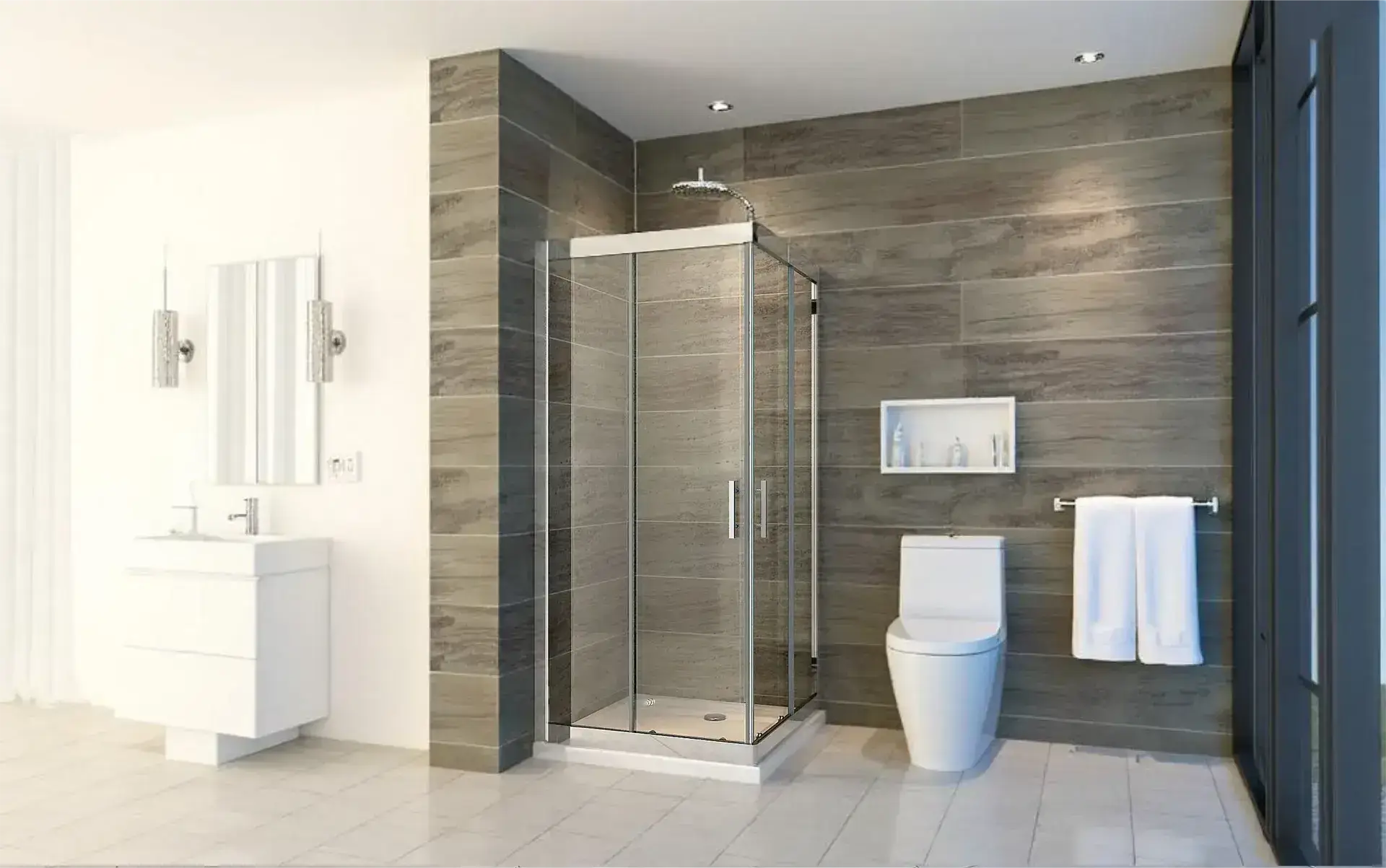 Chrome 6mm Glass Square Corner Entry Shower Enclosure 800mm