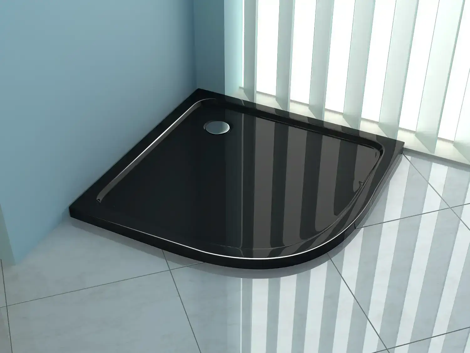 BST-01 Premium black Round Corner Shower Tray - Image 1
