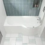 P-Shaped Shower Bath with Side Panel - Image 2