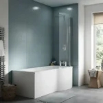 P-Shaped Shower Bath with Side Panel - Image 3