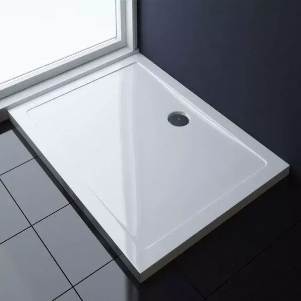 Bathroom Shower Tray Walk in Enclosure Slim Base Rectangle White - Image 3