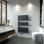 Luxury Flat Tube Matt Black Heated Towel Rail