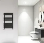 Luxury Flat Tube Matt Black Water Heated Towel Rail 1\2