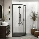 Luxury Matt Black Quadrant Shower Enclosure  800x800 mm Double Sliding Doors Walk in Corner Cubicle Screen