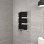 Luxury Flat Tube Matt Black Heated Towel Rail - Image 4