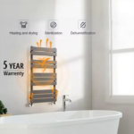 Black Vertical Designer Heated Towel Rail - Image 3