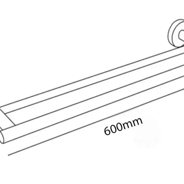 Double Towel Bar Holder Brushed Nickel Finish 600mm - Image 3