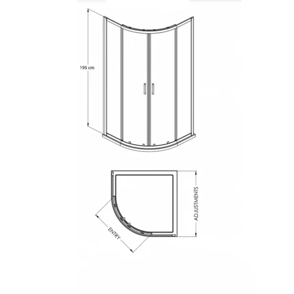 Luxury Matt Black Quadrant Shower Enclosure  800x800 mm Double Sliding Doors Walk in Corner Cubicle Screen - Image 3