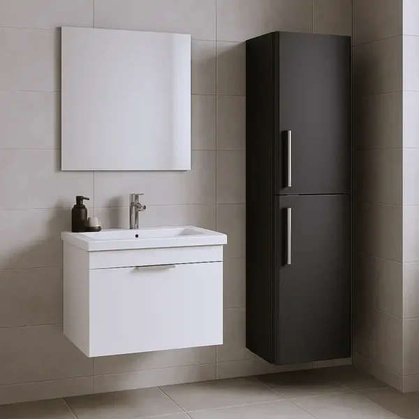 2 Door Wall Hung Tall Cabinet Storage Unit - Image 7