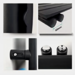 Luxury Flat Tube Matt Black Heated Towel Rail - Image 2